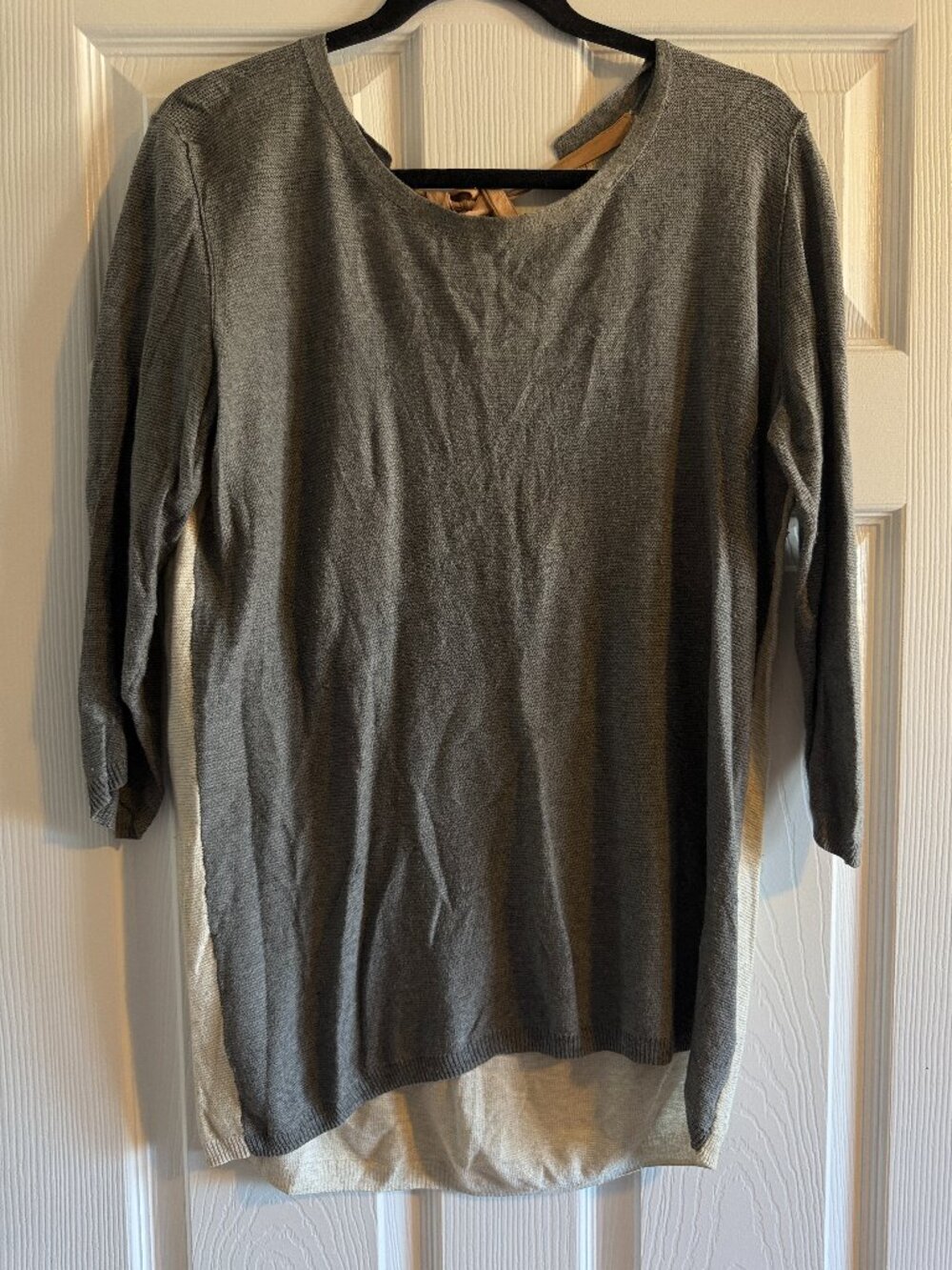 Aritzia Talula Silk Cashmere Open Back Sweater Grey Cream